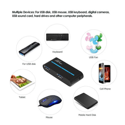 4-Port Usb Hub With 180° Rotation Black