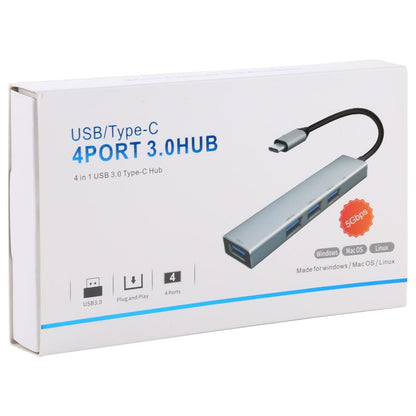 4-Port Usb-C Aluminum Alloy Hub With Led Indicator