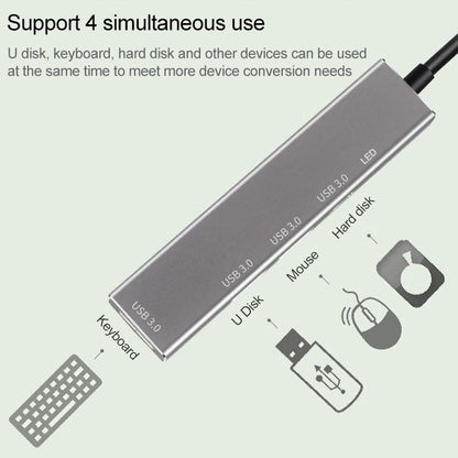 4-Port Usb-C Aluminum Alloy Hub With Led Indicator