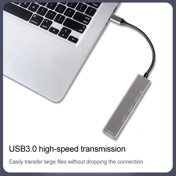 4-Port Usb-C Aluminum Alloy Hub With Led Indicator