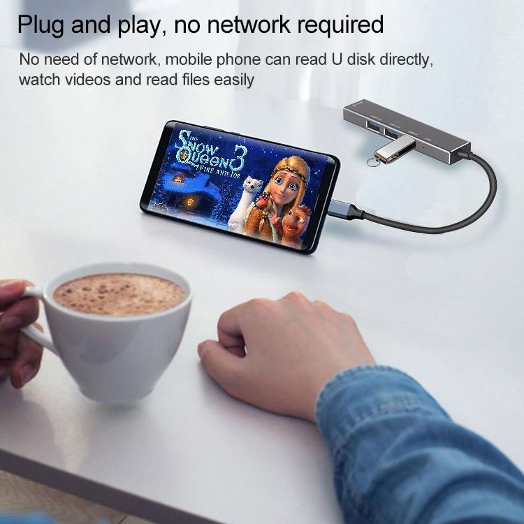 4-Port Usb-C Aluminum Alloy Hub With Led Indicator