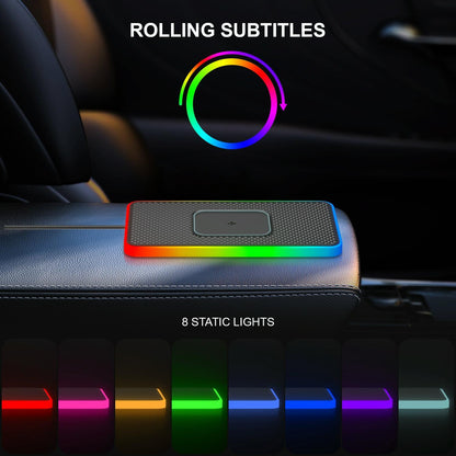 15w 2-in-1 Car Wireless Charger with Non-slip Mat and Colourful Light - 0.3m Usb Cable - Usb Cable 1M