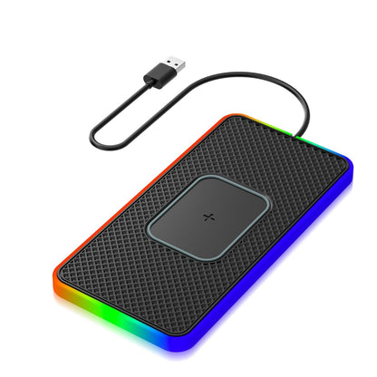 15w 2-in-1 Car Wireless Charger with Non-slip Mat and Colourful Light - 0.3m Usb Cable - Usb Cable 1M