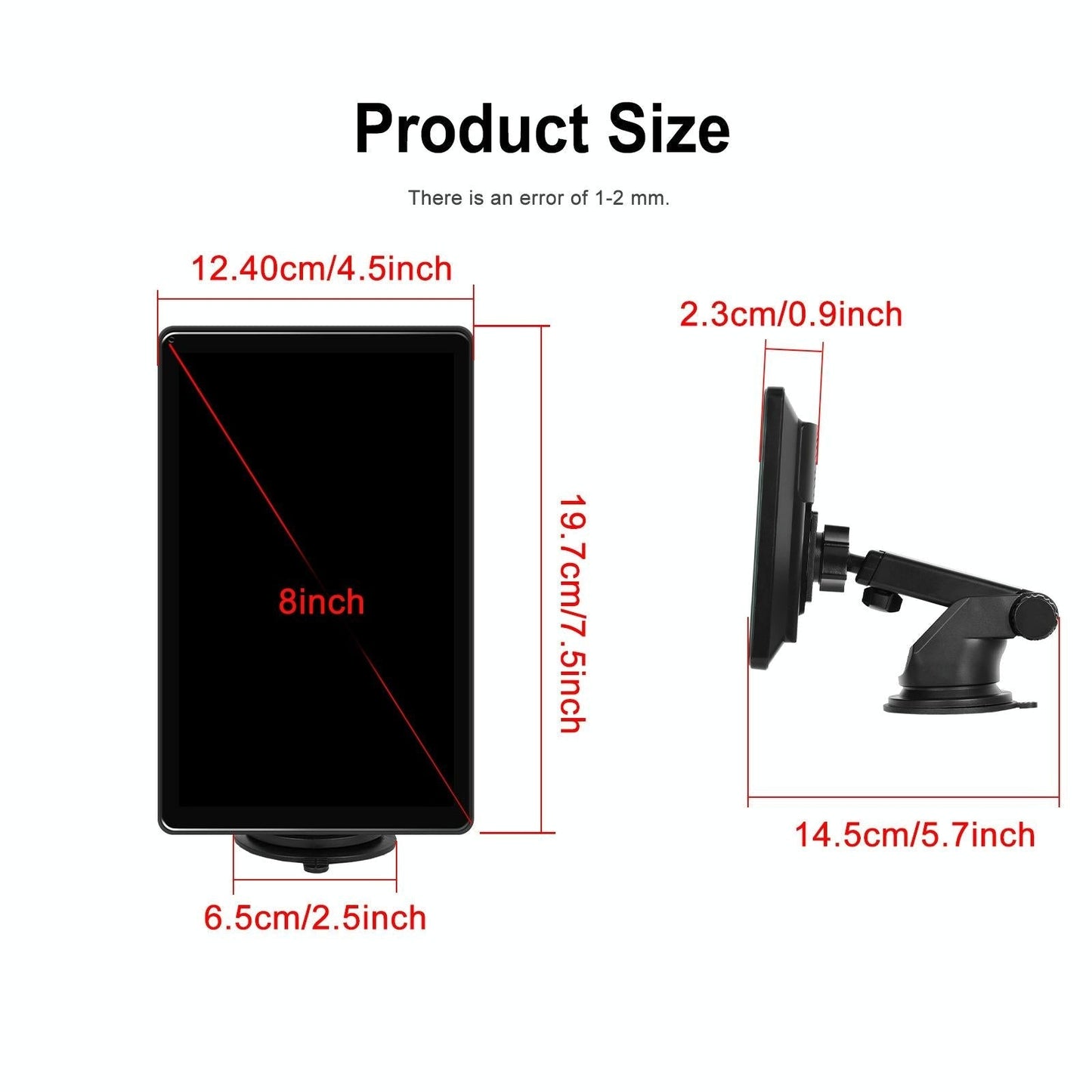 8 Inch Full Touch Car Screen Player - Horizontal / Vertical Carplay / Android Auto - Standard