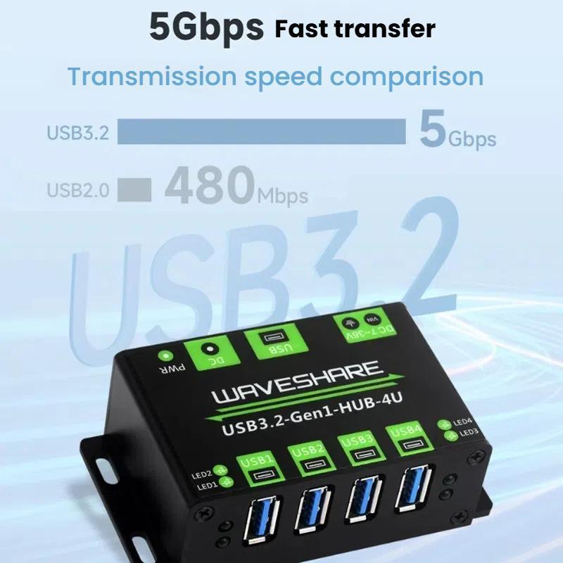 4-Port Usb 3.2 Hub With Metal Case