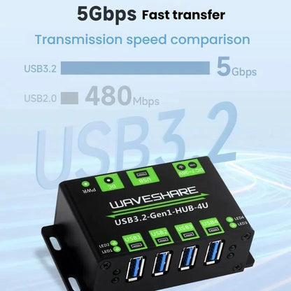 4-Port Usb 3.2 Hub With Metal Case