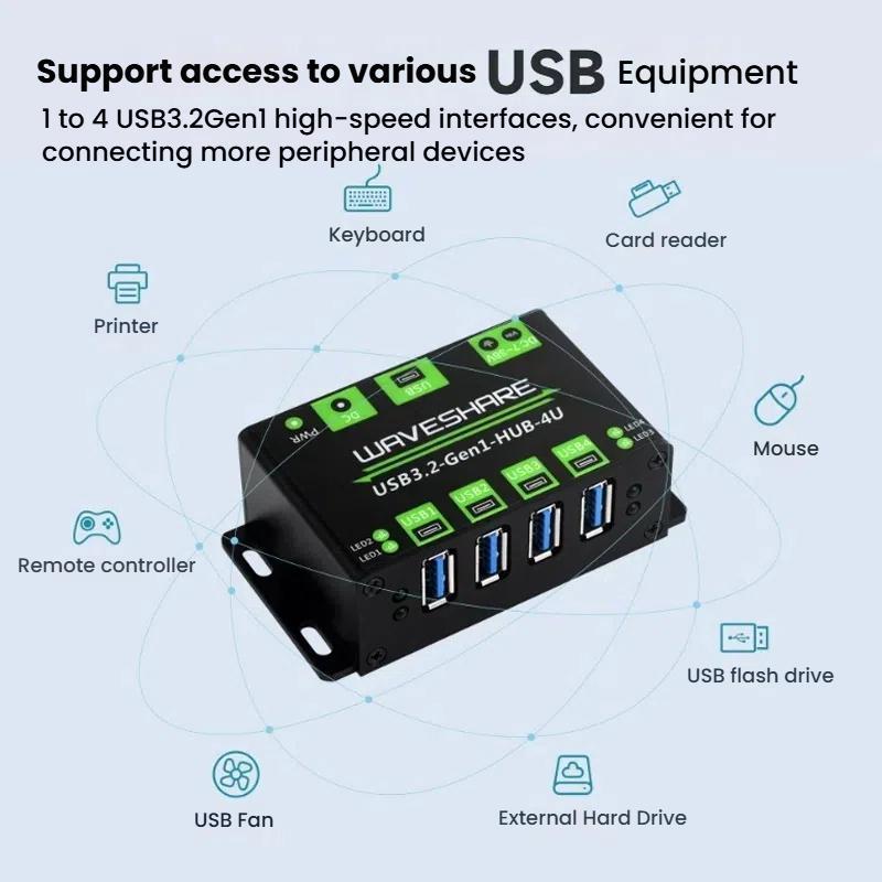 4-Port Usb 3.2 Hub With Metal Case