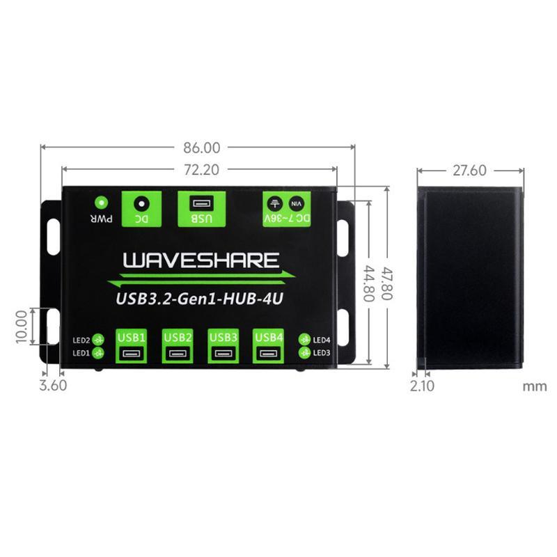 4-Port Usb 3.2 Hub With Metal Case