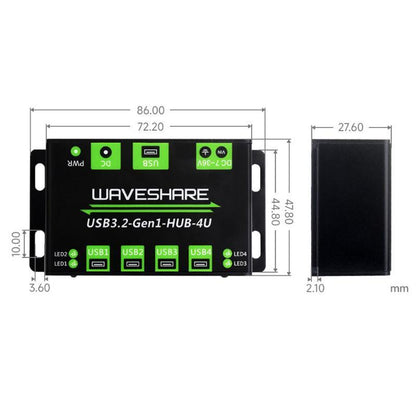4-Port Usb 3.2 Hub With Metal Case