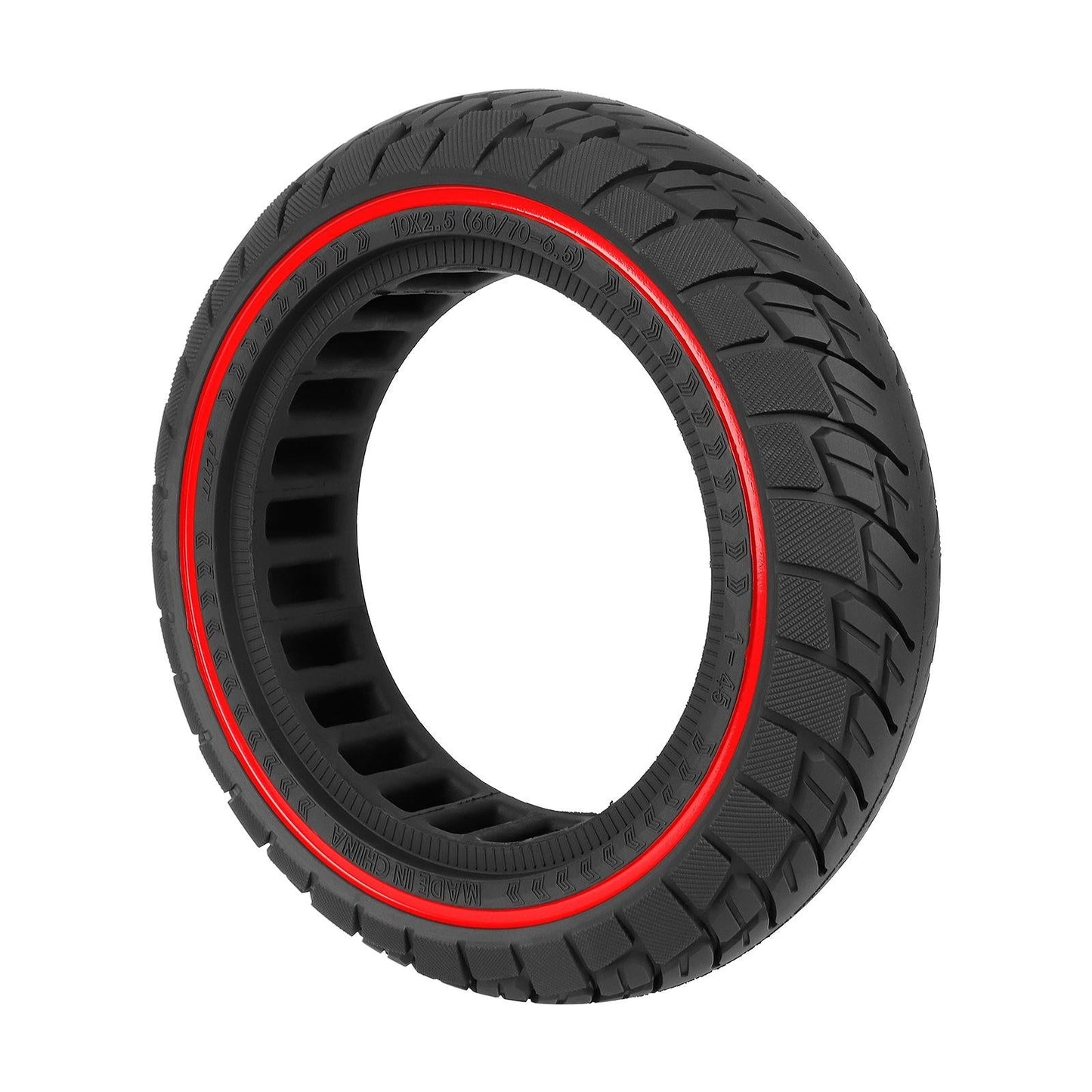 Ninebot Max G30 Scooter Tire - 10x2.5 Inch Solid Rubber Red Line