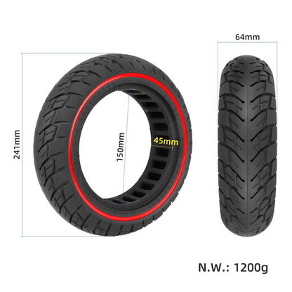 Ninebot Max G30 Scooter Tire - 10x2.5 Inch Solid Rubber Red Line