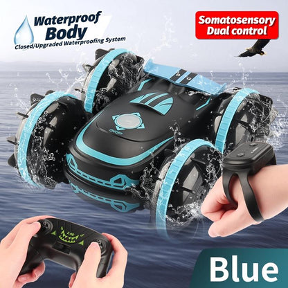 Amphibious Vehicle with Dual 2.4g Remotes - Green / Blue