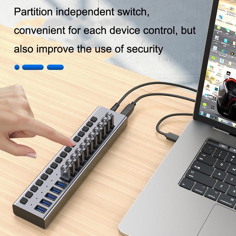 10-Port Usb3.0 Aluminum Docking Hub