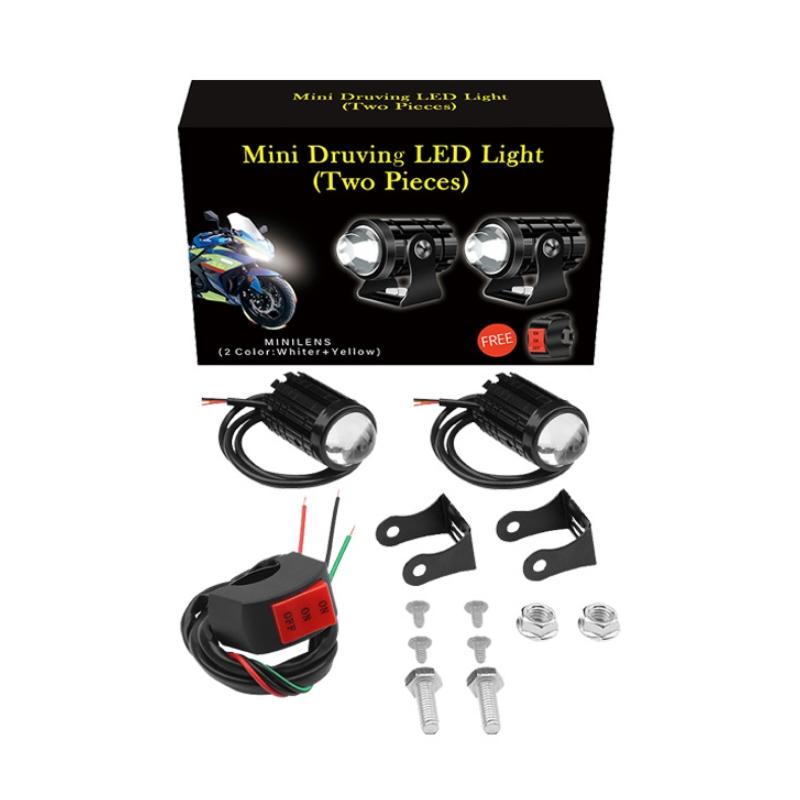 1Pair 12V - 85V Motorcycle Headlights Dual - Colour Automotive Led Working Headlights Colour: White + White Light With Flashing - Yellow + White Light With Flashing