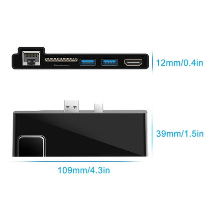 6-In-1 Rj45 / Usb 3.0 / Hdmi / Sd / Tf Hub For Surface Pro 5 / 6