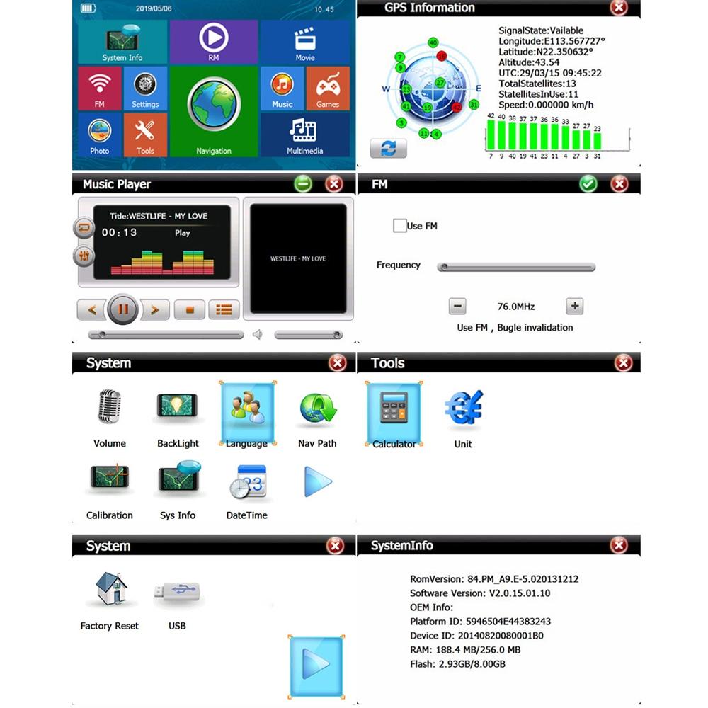 8 Inch Car Gps Navigator - 9 Screen Bluetooth Africa Map - United Kingdom Map