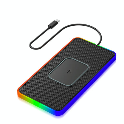 15w 2-in-1 Car Wireless Charger with Non-slip Mat and Colourful Light - 0.3m Usb Cable - Usb Cable 0.3M