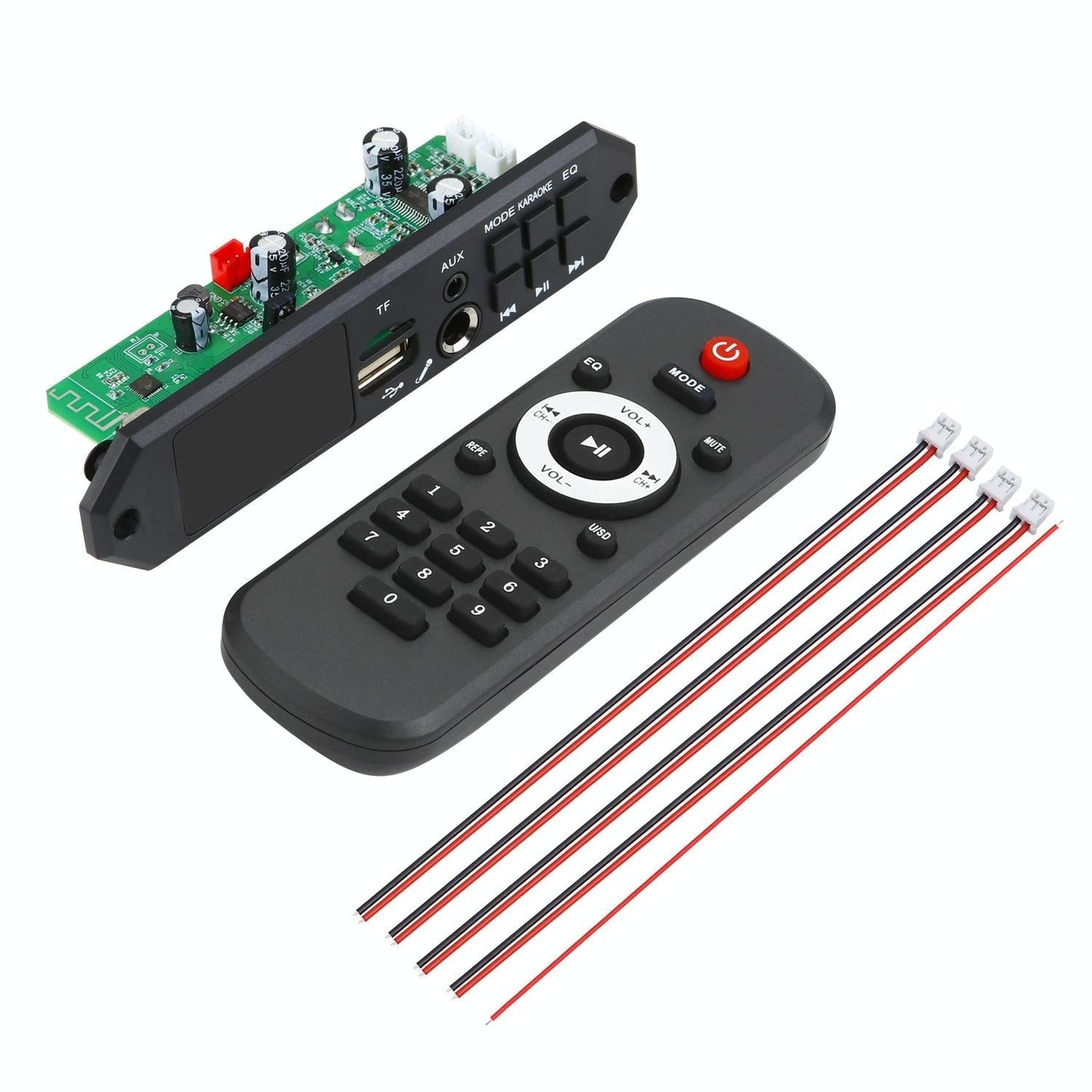12V Bluetooth Mp3 Decoder Board W / 80W Power Amp & Colour Screen - Small Remote Control
