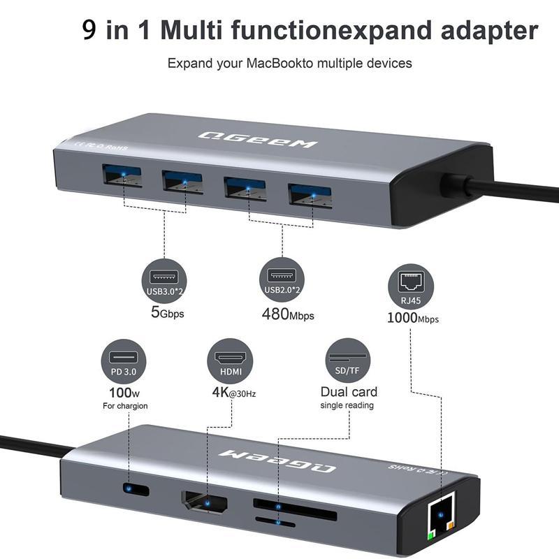 9-In-1 Usb-C Docking Station Hdmi Rj45 Pd Usb
