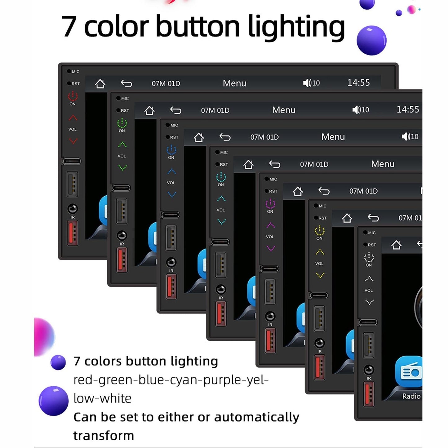 7 Inch Hd Touch Car Mp5 Player W / Bluetooth Reverse Mobile Internet Wired Carplay & Android Auto