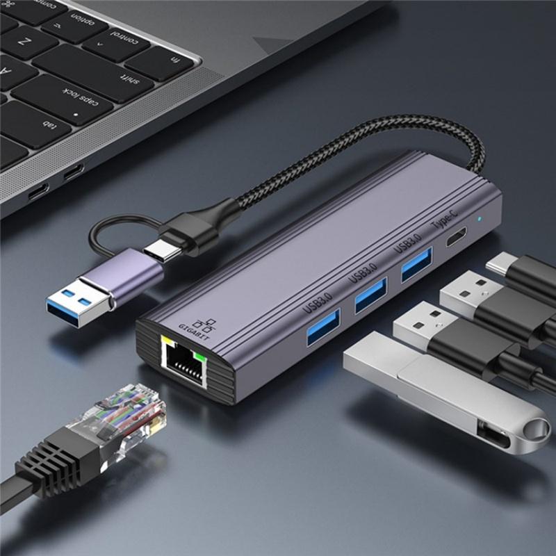 Usb-A / C Docking Station 3X Usb3.0 Usb-C Gigabit