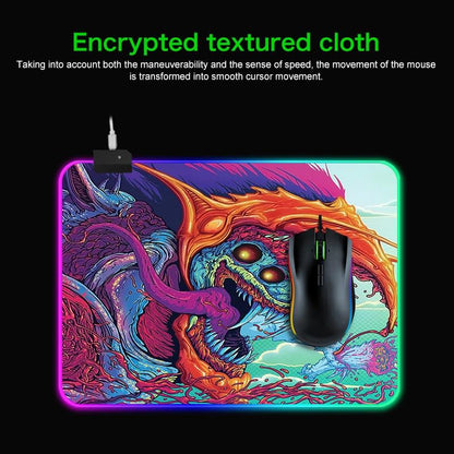 90 X 30Cm Illuminated Mouse Pad With Computer Monster Design