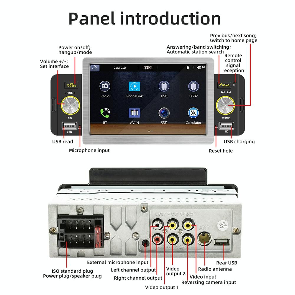 5 Inch Allwinner Melis F133 Car Mp5 Inch Player - Carplay Bt Usb Fm