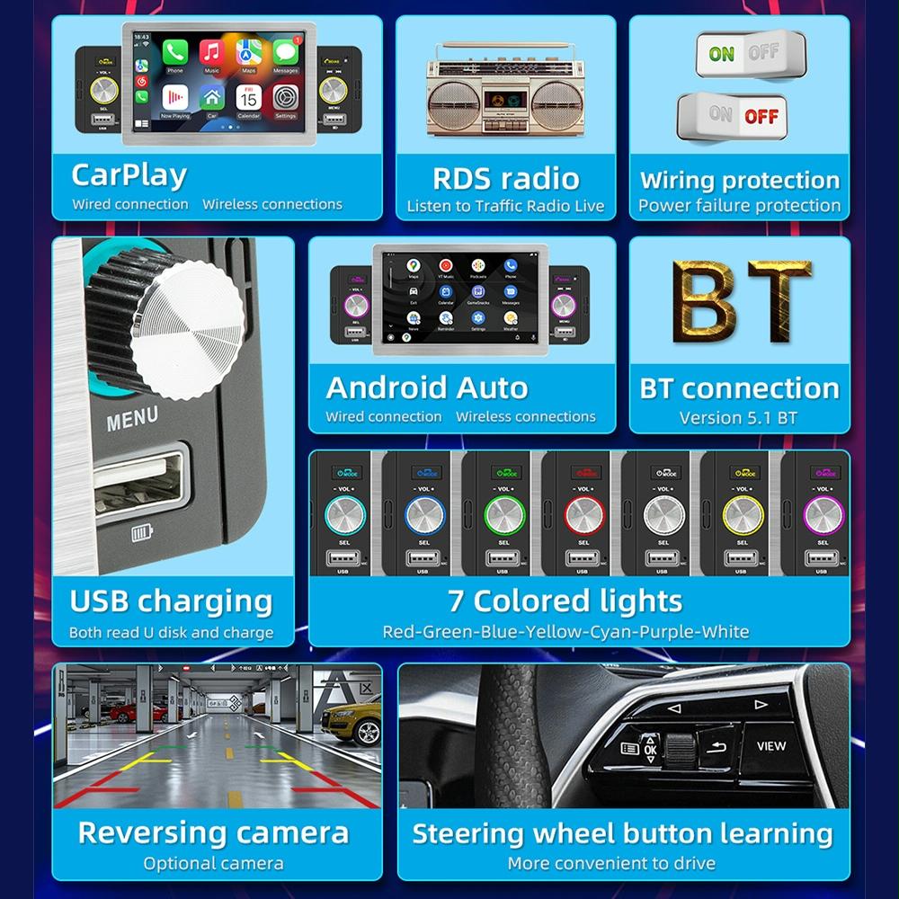 5 Inch Allwinner Melis F133 Car Mp5 Inch Player - Carplay Bt Usb Fm