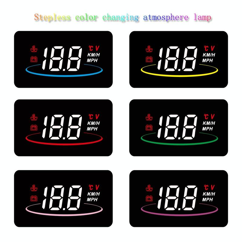 Car Hud Display Water Temp Per Hour Color Changing Light