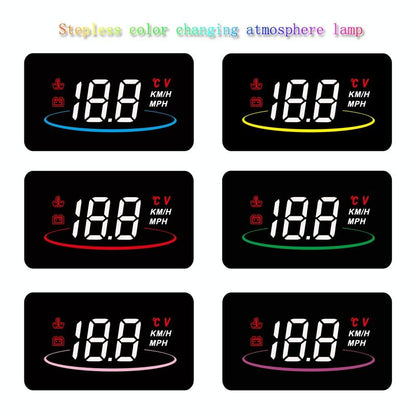 Car Hud Display Water Temp Per Hour Color Changing Light