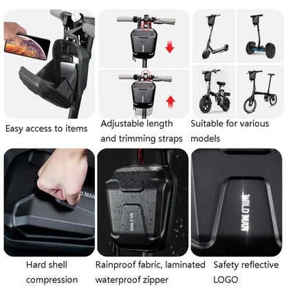 Universal Waterproof Front Bag for Scooters and Bicycles - Reflective Warning