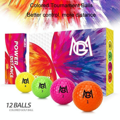 12-pack Double Layer Golf Practice Balls - Colourful Competition Set