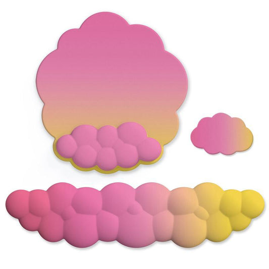 3 Piece Cloudy Gradient Memory Foam Wrist & Mouse Pad Set Blue+Gray - Model 14