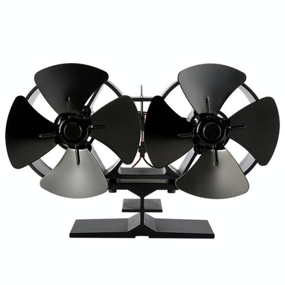 8-blade Double Head Heat Powered Stove Fan - Aluminum
