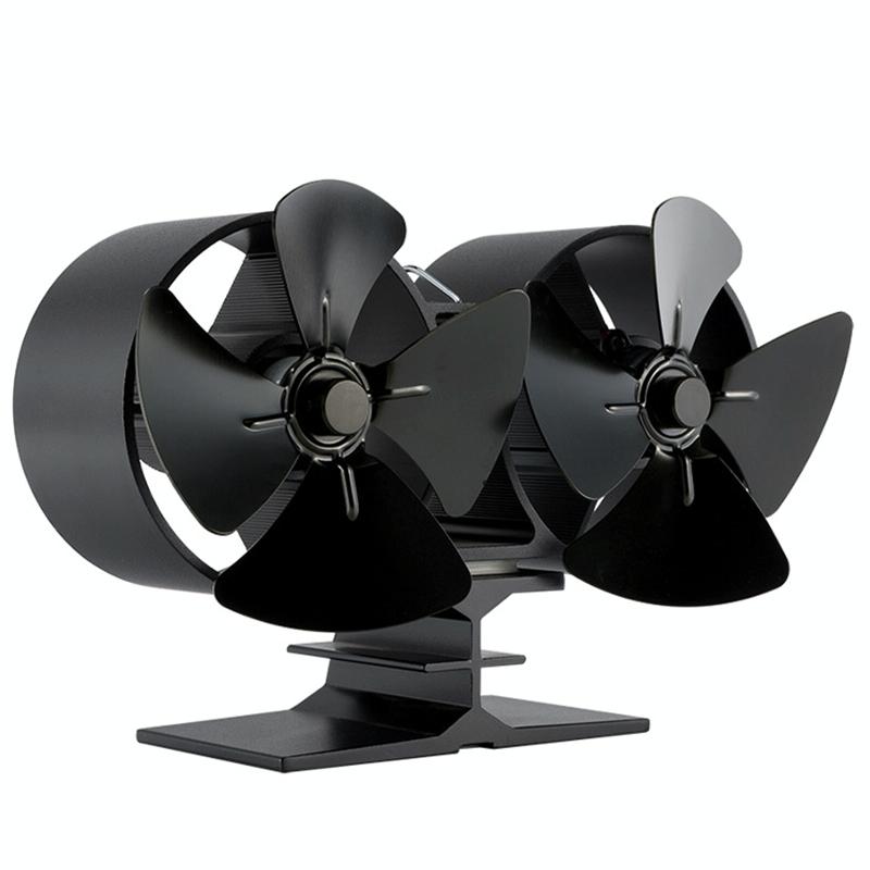 8-blade Double Head Heat Powered Stove Fan - Aluminum
