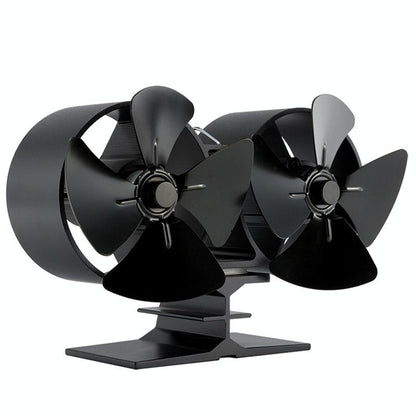8-blade Double Head Heat Powered Stove Fan - Aluminum
