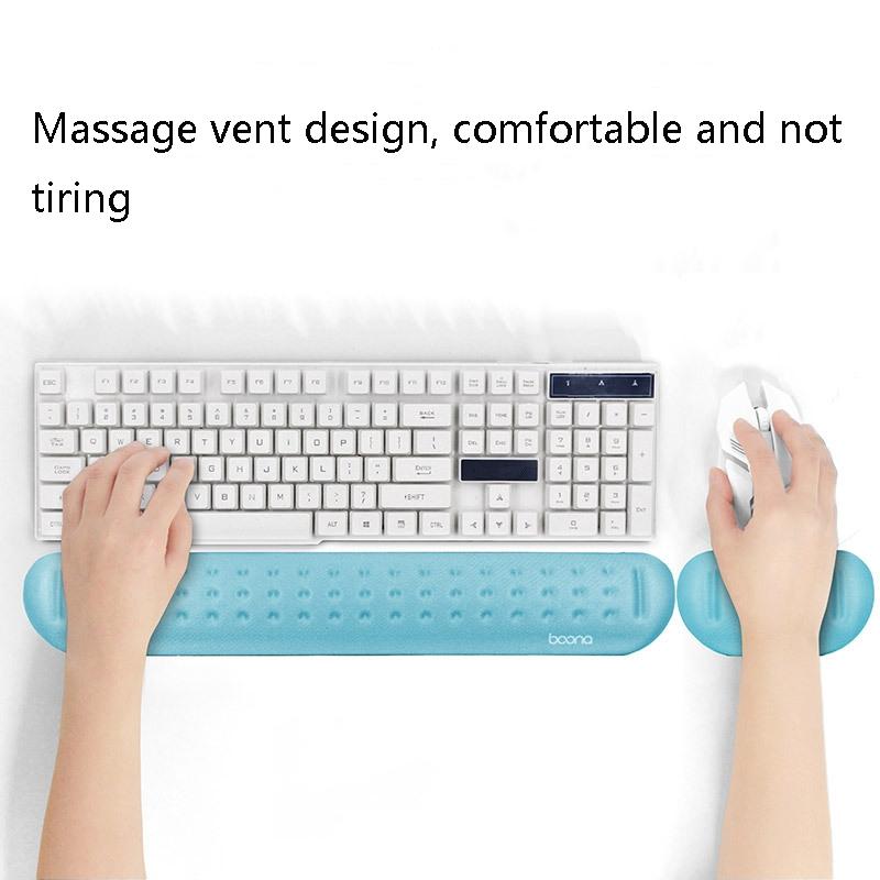 Silicone Memory Cotton Wrist Pad Massage Hole Keyboard Mouse Pad Style Large Keyboard Rest Blue