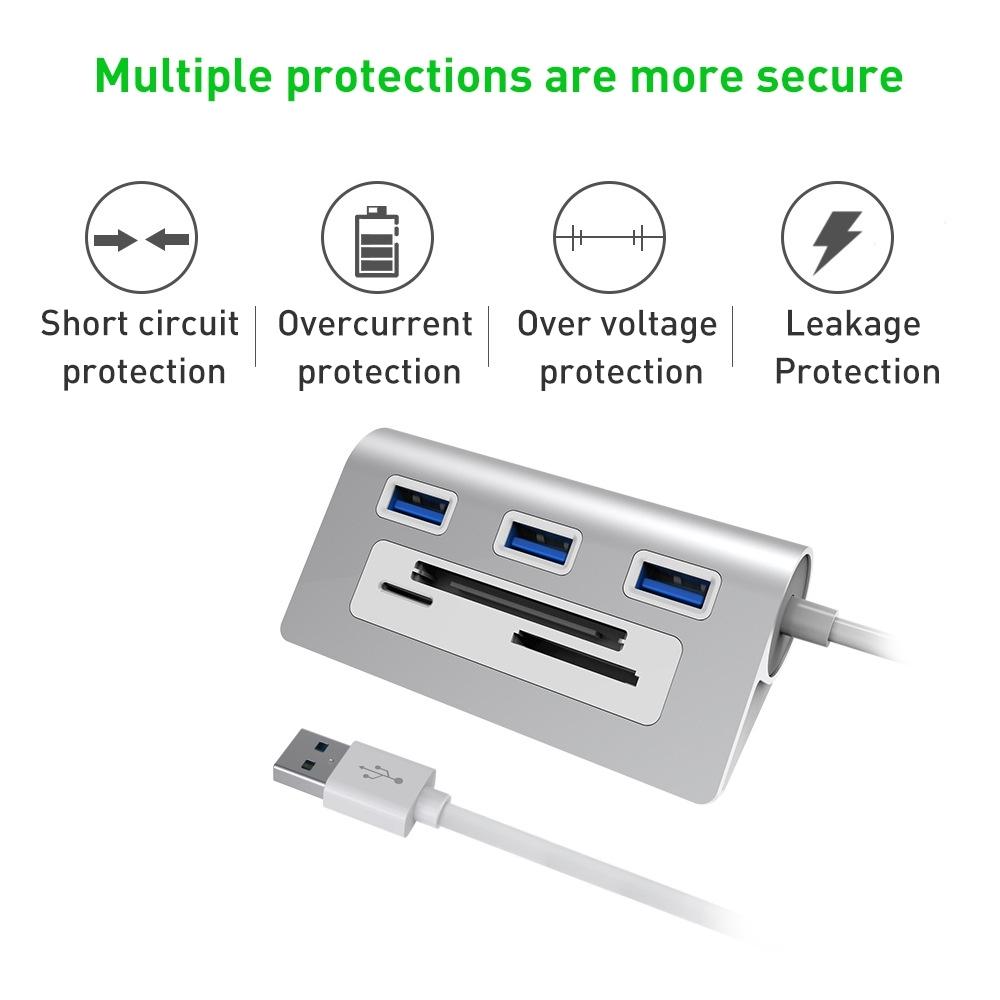 Usb3.0 Card Reader Hub Adapter With 3 Ports