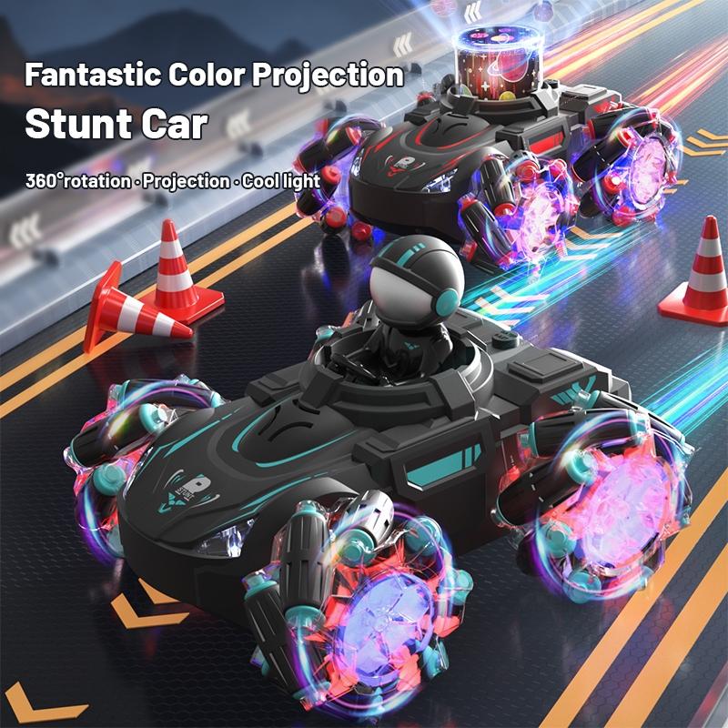 Stunt Remote Control Car with 2.4g Magic Projection - Colourful - Black Blue