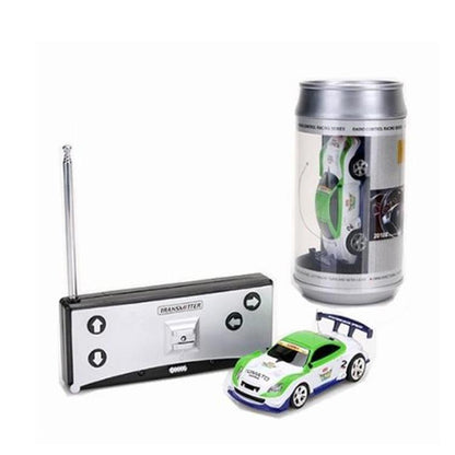 Mini Rc Car with Remote Control - Coke can Design - Green + White