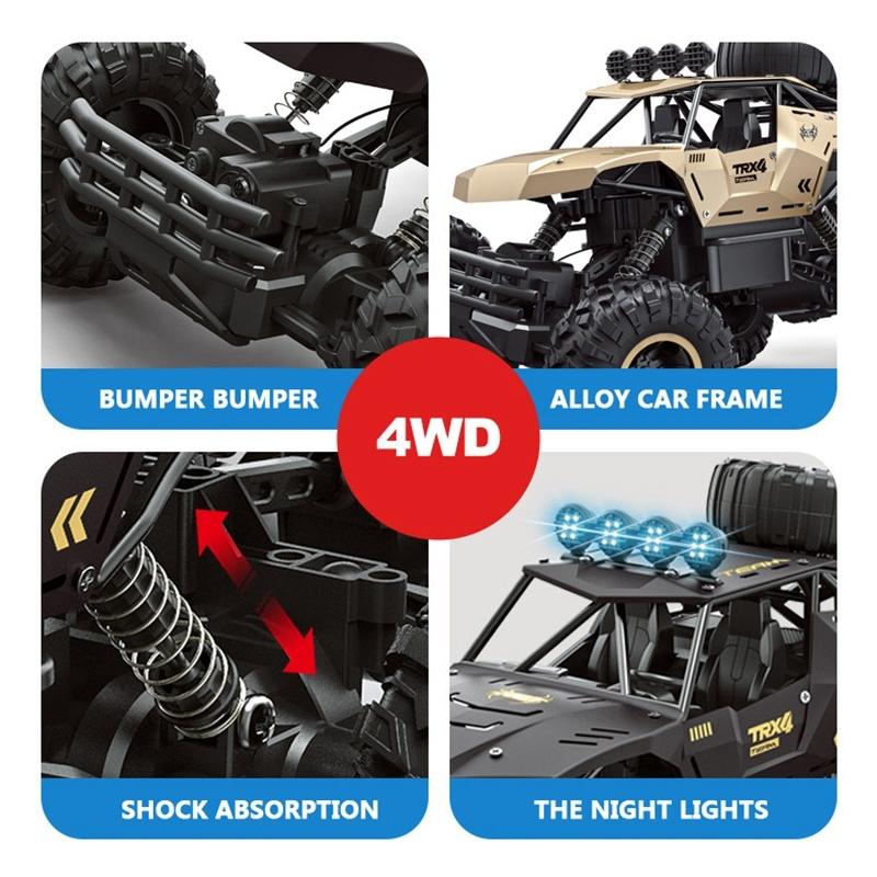 4wd Oversized Alloy Six Wheel Vehicle Rc Car - Black