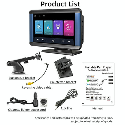 7 Inch Car Mp5 Player With Built-In Driving Recorder - Carplay / Android Auto Black