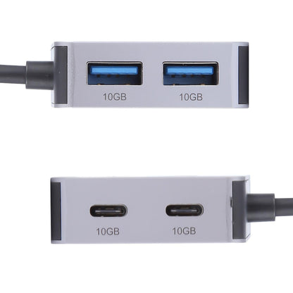 4-In-2 Usb + Usb-C 4 Port Hub Adapter Grey