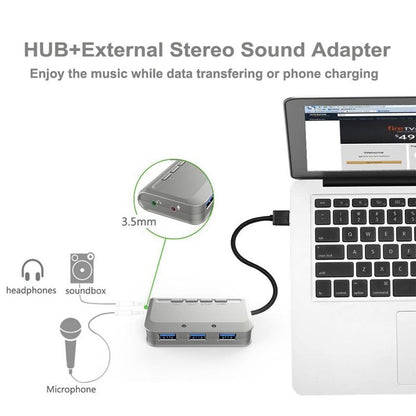 Usb 3.1 Three-Port Hub + 7.1 Voice Changer Sound Card For Ps5 / Ps4 Headset