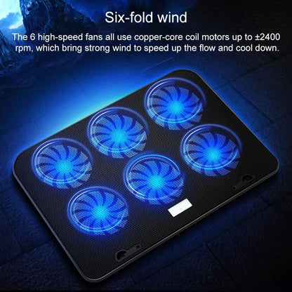 Silent Six-fan Cooling Holder for Notebook Computers - Lvory