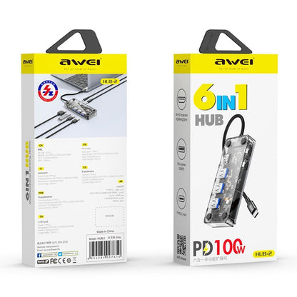 6-In-1 Type-C Hub Adapter Grey