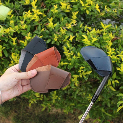 Leather Golf Club Cover Protective Cap For Clubs - Black