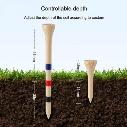 Adjustable Bamboo Golf Spikes - 30pcs / Box - Depth Marker Tee - 83Mm