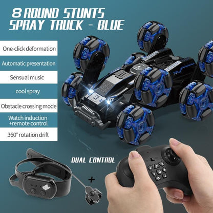Stunt Drift Remote Control Car - Dual Control Eight Wheels - Blue