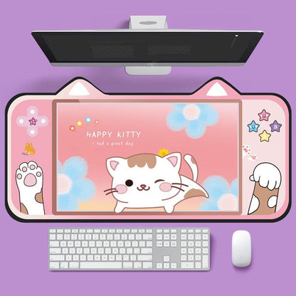 Adorable Cat Ear Desk Pad For Keyboard & Mouse - 1